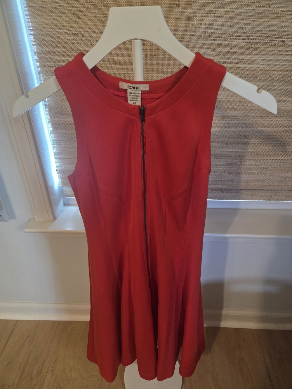 Bar III Red Sleeveless Zip-Front Mini Dress